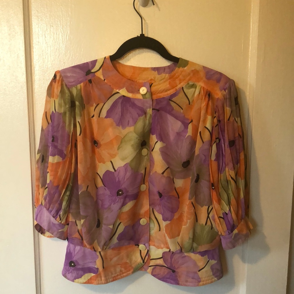 Vintage German (Hardob) floral blouse, US size 12